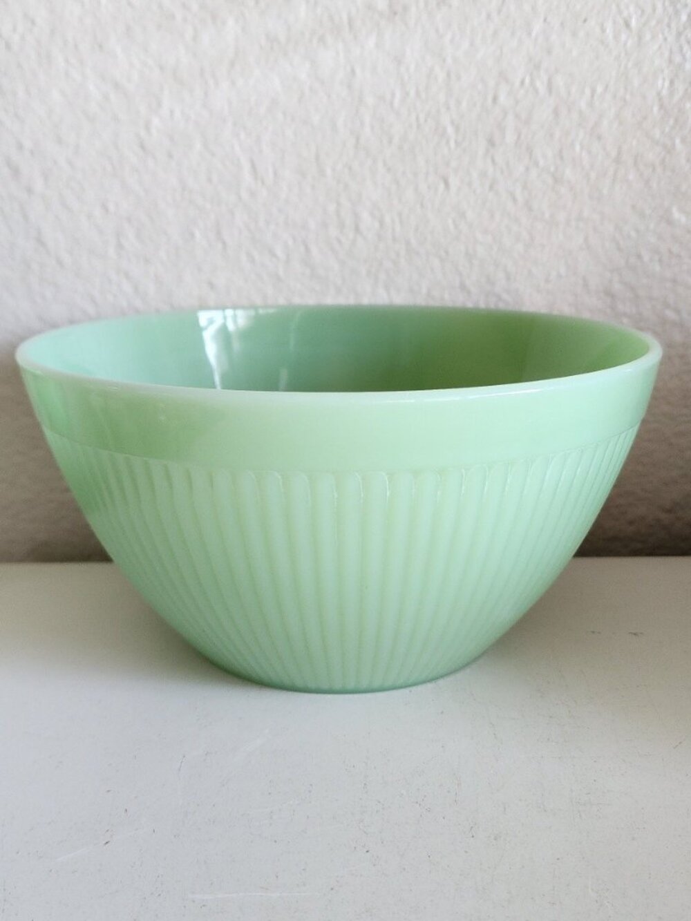 Vintage Jadeite Jadite Fire King Jane Ray Ribbed Mixing Bowl Green Glass 7.5"